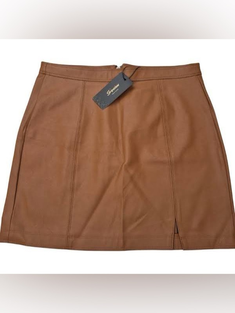 Shinestar Stylish Brown Leather Mini Skirt NWT
